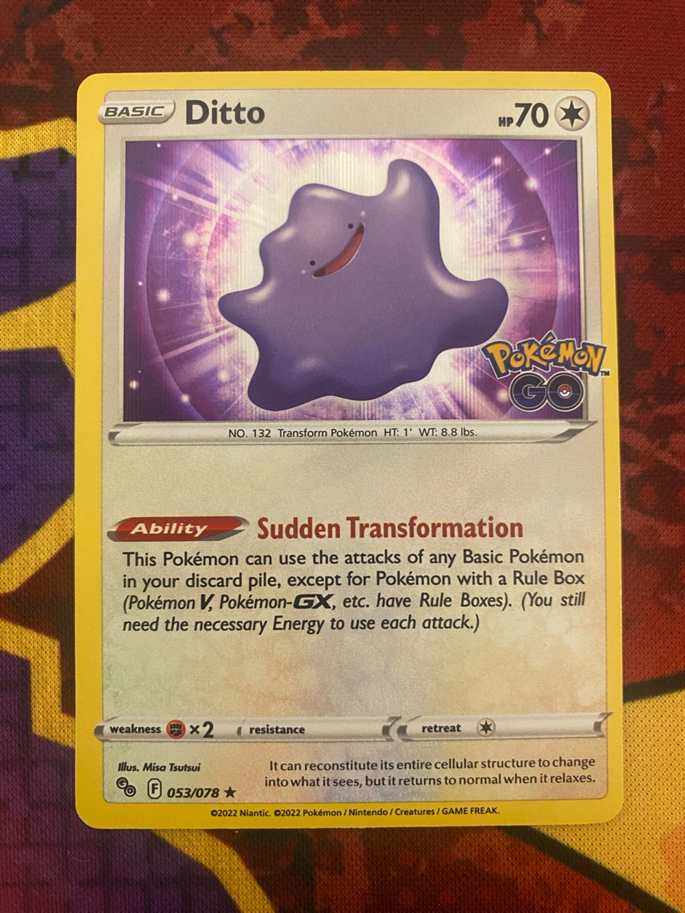 Rare Pokemon card Ditto Holo Rare #053/078 – Pokémon GO set
